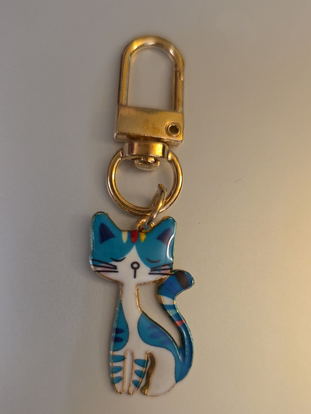 CAT  ZIPPER Pull purse charm Or Charm bracelet Lobster claw clip closure